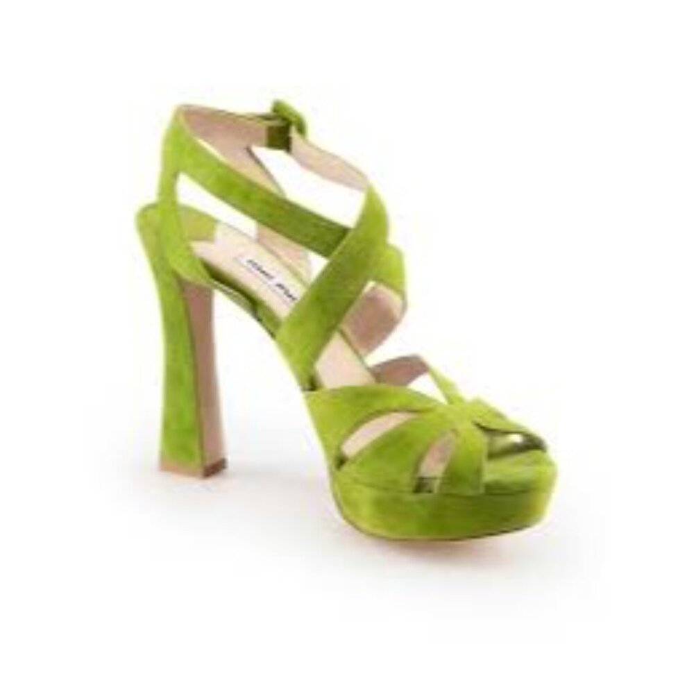 Miu Miu Green Suede Platform sandals Sz EU 39.5 US 9.5 - Picture 2 of 16